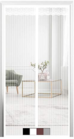 GUOGAI Magnetic Fly Screen Door 85x210cm(33x83inch) Magnetic Fly Insect Shut Automatically Easy to Install Mesh Curtain for French Doors Patio Door, White