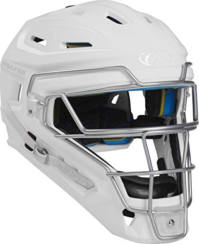 Rawlings Mach Series Catcher's Helmet | Baseball Senior Sizes | Multiple Styles Baseball Helm, Kinder, Weiß/Weiß, Junior | 15,7 cm (6 1/2 Zoll) - 7 Zoll