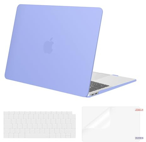 MOSISO Kompatibel mit MacBook Air M1 Hülle 13 Zoll 2021 2020-2018 | Ultradünne, Seidige Haut Hartschale für MacBook Air 13,3 A2337 A2179 A1932&Tastaturschutz&Displayschutz, Serenity Blau