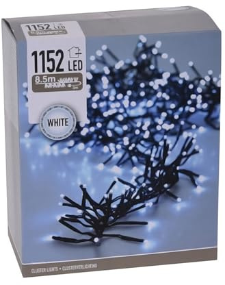 Spetebo LED Cluster Lichterkette kaltweiß - 8,5 m / 1152 LED - Büschel Lichterkette mit Speicherchip und 8 Funktionen - Weihnachtsbaum Lichter Deko für Innen und Außen in kaltem weiß