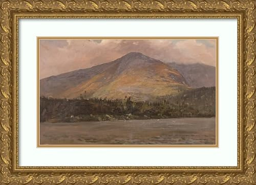ArtDirect Frederic Edwin Church 18x12 Gold Ornate Frame and Double Matted Museum Art Print Titled - Mt. Katadhin, Showing Pomola and the Great Basin from Sandy Bottom Pond (ca. 1877)