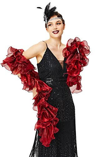 BABEYOND Chandelle Boa Vintage Boa – 200 g Gatsby Organza Boa 1920er Flapper Zubehör, Weinrot, Einheitsgröße
