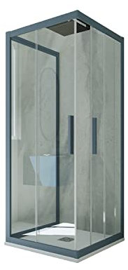 Box doccia 3 lati scorrevole 70x90x70 CM H 200 Vetro Trasparente Profilo Blu Navy mod. Kolors Trio