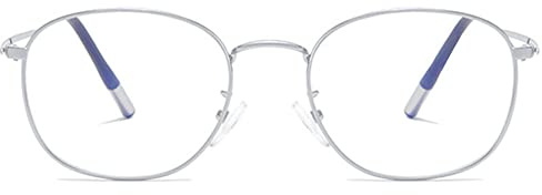 MAGIMODAC Damen Lesebrille Metall Blaulichtfilter Lesebrillen Oval Nerd Lesehilfe Sehhilfe Lesebrille Computerbrille mit Sehstärke 1.0+ 1.5+ 2.0+ 2.5+ 3.0+ 3.5+ 4.0(Silber 2.50)
