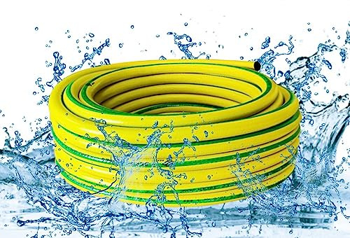 Garden Hose Multipurpose Watering Hose | Kink Resistant Radial Braided Reinforced Hose for Water Delivery and Gardening (1/2 Inch 50 Meter, Yellow)