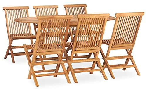 Yolola Sitzgruppe Garten Holz Essgruppe 6 Personen Gartenmöbel Set mit 6 Gartenstuhl Klappbar Gartenmöbel Essgruppe Gartengarnitur Holz Sitzgarnitur Gartentisch#3