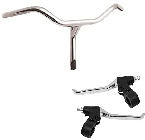 MANUBRIO CROMATO IN ACCIAO + COPPIA LEVE FRENO UNIVERSALI-BICICLETTA OLANDA-CITYBIKE