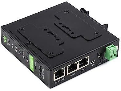 Waveshare Industrial 4G LTE Router, Support Multiple VPN Protocols, 3-Ch Ethernet Ports, WiFi High-Speed Internet Access, Dual Qualcomm Chips, Supports Multiple Mode & Frequency Bands, for Europe