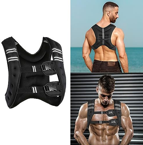 XUANYU Gilet pesi da 10 kg/22 lbs, gilet da allenamento regolabile, con pesi in ferro, cinghie con fibbia e fascia riflettente, per crostraining, allenamento della forza, calistenica e palestra