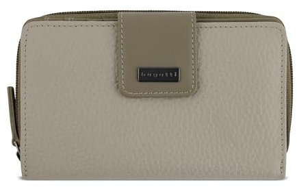 bugatti Sina Reißverschluss-Damenbörse M aus echtem Leder, Geldbörse für Frauen, beige