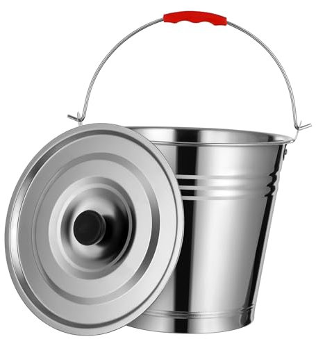 FUNOMOCYA Ascheeimer Mit Deckel Aus Edelstahl Verdickungseimer Für Holzöfen Grillen Bbqs Feuerstellen Camping Und Herde Multifunktionseimer Wassereimer Eiseimer Öleimer Milcheimer Kücheneime