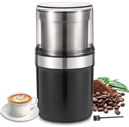 FIOUSY Electric Coffee Grinder, with Large Grinding Capacity and Powerful Motor, Coffee Bean Grinder with Detachable Cup, for Beans, Spices, Nuts, Grians, Herbs