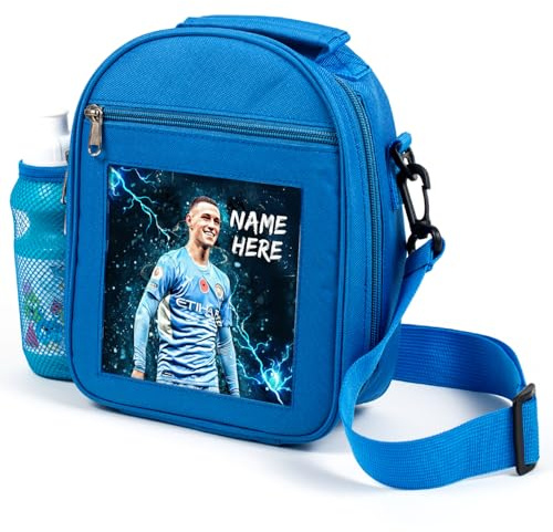 KRAFTYGIFTS Personalised Foden Lunch Bag Manchester Football Legend Boys School Nursery Insulated Lunchie Box Lunchbox Snackbox Side Mesh Pocket NL22