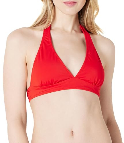 Amazon Essentials Maillot de bain bikini à nouer au niveau du cou offrant un léger soutien de la poitrine (grandes tailles disponibles) Femme, Rouge Coquelicot Vif, 44