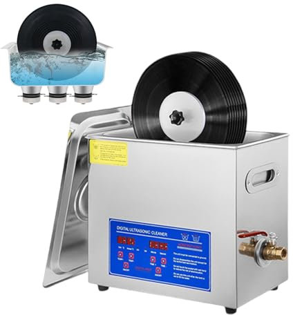 pealiritansemen Pulitore per Dischi in Vinile Ad Ultrasuoni, Dispositivo di Pulizia A Rotazione Automatica da 6 L, Macchina per La Pulizia degli Occhiali, Temporizzazione da 0 A 30 Minuti