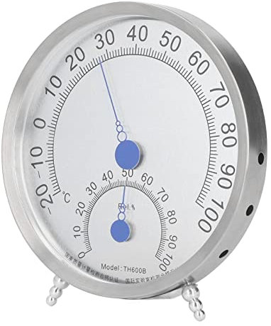 Rundes Thermometer Im Freien mit Edelstahl -Finish, Wasserdicht und Hitzebeständig, Ideal für die Wandanzeige Außenthermometer (Mit Halterung)