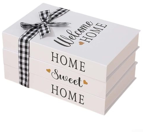 Entgoinggo Lot de 3 faux livres décoratifs pliants | Décoration de table basse simple et rustique, pour la maison, le bureau, le bar, la maison