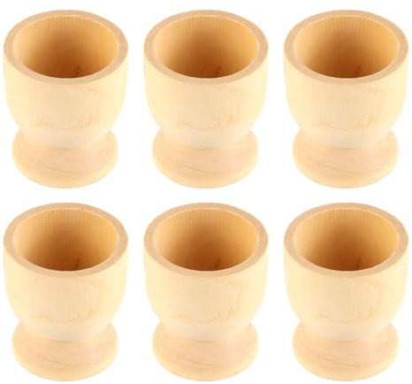 Nicear Set De 6 Coquetiers En Bois Coquetiers Pour Table De Petit Déjeuner Décor De Pâques Artisanat DIY Bois Non Traité