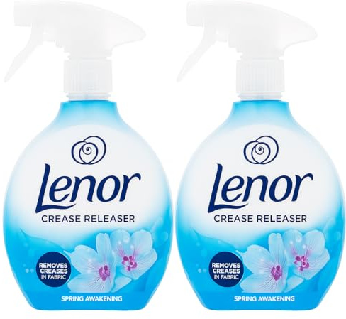 Lenor Crease Releaser Spring Awakening Twin Pack 2 x 500ml Epished Fabric for Removing Wrinkles and Freshening Clothes Linen + Upholstery Easy Iron Spray Long-Lasting Fresh Scent