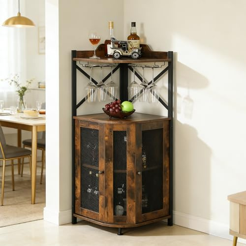 xixi-home Weinschrank Eckschrank Industrial Weinschränke aus Holz freistehende Weinregale，für Küche, Bar, Restaurant usw-Typ C