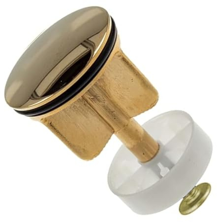 Schläfer 40510116 | Tappo Saltarello Universale per Scarico piletta 11/4 del Lavandino Bagno, Bidet, Vasca e Cucina, Diametro Ø 4 cm, altezza - 6/8 cm, con filtro ferma capelli, Finitura Oro lucido