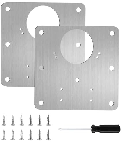 2 PCS Cupboard Hinge Repair Plate Kit, Stainless Steel Cabinet Door Fixing Plates with 48 Screws & Screwdriver, Kitchen Wardrobe Furniture Hinge Repair Brackets