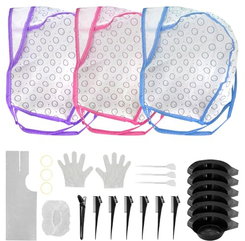 53Pcs Highlighting Cap Kit, 5 Pieces Highlight Hair Cap with 3Pcs Plastic Hooks and 45 pcs Hair Dye Tools, for professional hair styling and dyeing