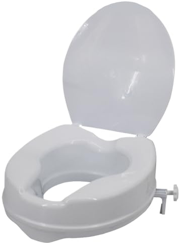 Sedile WC rialzato da 4 pollici con capacità elevata di 300 libbre con serratura e coperchio antiscivolo per anziani disabili in gravidanza