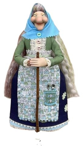 Handmade Kitchen Witch Doll, Witch Figurine Luck Charm Home Decor, Flying Witch Figures on Broomsticks, Cooking Dolls Kitchen Hanging Decor, Unique Gifts for Mom (C)
