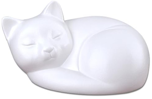 Duuclume Urnas de cerámica para cenizas de gato, caja de recuerdo conmemorativa para perros y gatos dormidos, contenedor de urna para mascotas (blanco mate, gato, 270 ml)