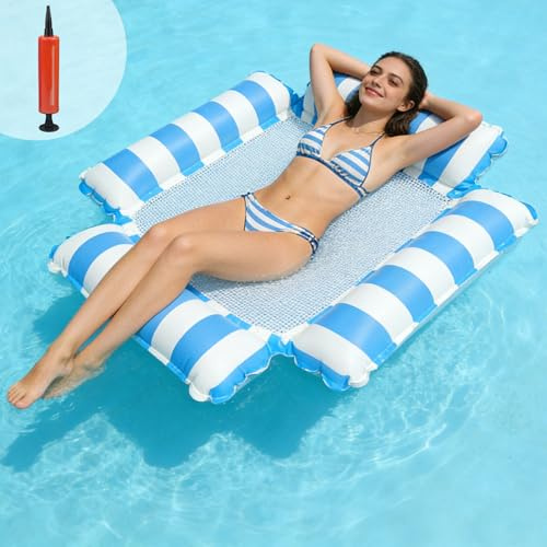 TENGWA Pool Luftmatratze mit Netz Erwachsene Schwimmende Wasserhängematte