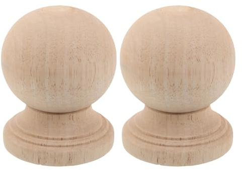MAGICLULU 2pcs Chapiteaux de Colonne en Bois Beige Non Finition, Ornement Décoratif Classique pour Poteaux de Clôture et Lit, Usage Intérieur ou Jardin, Forme Cylindrique Résistante