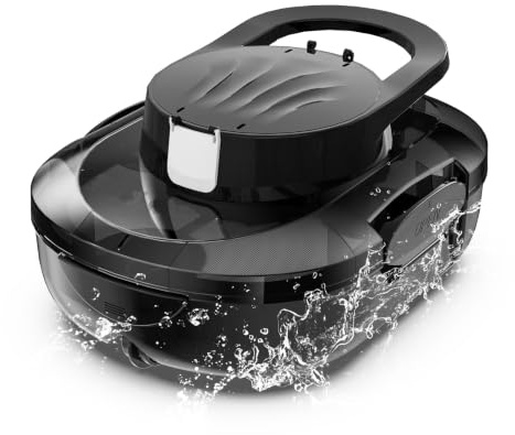 BRINBO S1PRO 2026 Upgrade Poolroboter mit 120 Min Reinigungszeit, Poolsauger Akku mit Dual-Motoren, 2,5H Ladezeit, Leichter Poolreiniger für Oberirdische Pools bis 100 m², Tiefschwarz Weiß