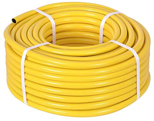 TW Wholesale 50 Metre Yellow Garden Hose Pipe - 50M Reinforced Heavy Duty Anti-Kink Watering Solution Ideal for Watering, Gardening, and Cleaning Tasks