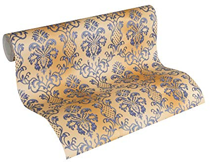 A.S. Création Vliestapete Hermitage 10 Tapete klassisch neo-barock 10,05 m x 0,53 m blau braun Made in Germany 335454 33545-4