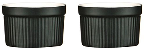 Kabalo Souffle Dessert, Pudding, Snack, Muffin, Cupcake & Crème Brulee Bowl Set Of 2 Black Kitchen Ceramic Ramekin Dish
