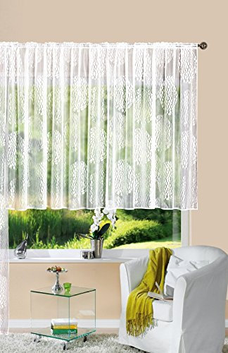 Gardine Store Jacquard Fabio HxB 145x300 cm Kräuselband Universalband Weiß Kreismuster Transparent Voile Vorhang Wohnzimmer, 13143