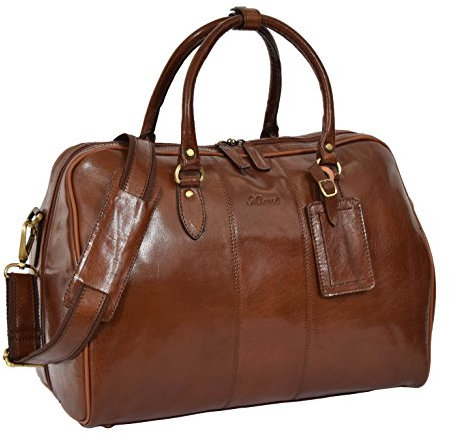 Echtes Leder Reisetasche Kreuzkörper Stil Monaco Kastanie