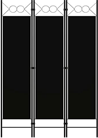 vidaXL Paravento a 3 Pannelli Divisorio Separè Pannello Byobu Pieghevole Schermo Separatore Ambienti Interni Protezione Privacy Nero 120x180 cm