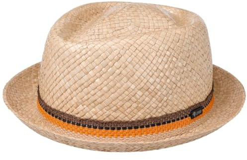 Lipodo Classic Diamond Crown Strohhut Porkpie Sonnenhut Made in Italy Damen und Herren Frühling Sommer