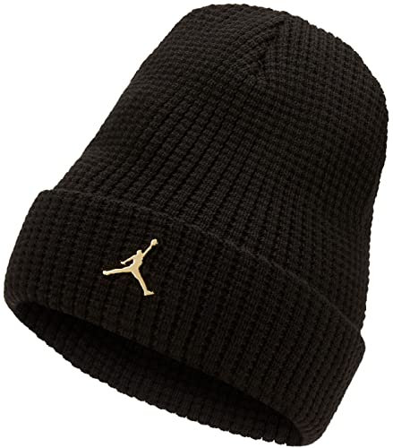 Nike Herren Jordan Beanie Utility Metal Jm Zeitungskappe, Schwarz/Metallic Gold, Einheitsgröße