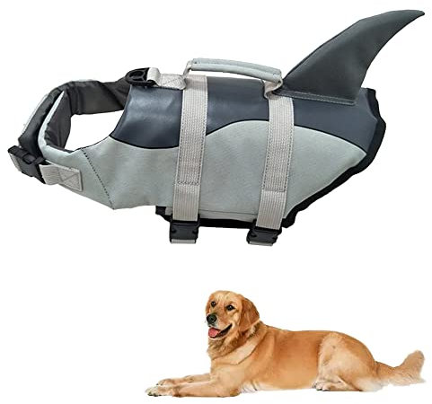 Giubbotti Salvataggio per Cani, Salvagente per Animali, con Manico, Regolabile Cani Giubbotto Salvagente, per Piscina, Spiaggia, Nautica (S)