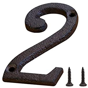 Zayookey Numéros d'Adresse de Maison Métal Numéros de Rue House Numbers Numéros de Porte pour Mur Logo (Numéro 2)