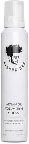 Avenue Man Argan Oil Mousse - for Fine & Normal Hair - Thickening & Volumizing Mousse for Men - Strong Hold, Frizz Control & Humidity Resistance - Herbal-Infused Mens Hair Foam - (6.0 oz)
