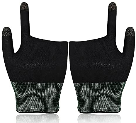 MODJUEGO Gants de jeu haute sensibilité pour jeu mobile PUBG à deux doigts, manches de presse pour écran tactile, accessoires de jeu respirants (noir)