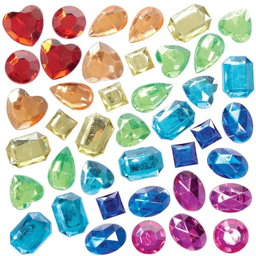 Baker Ross FC759 Selbstklebende Schmucksteine groß - 120er-Pack, Regenbogenfarben Kreativbedarf für Karten und Projekte