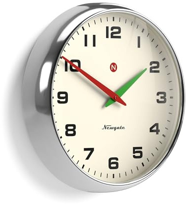 NEWGATE® Superstore wall clock | Large retro metal clock | 40cm | Chrome finish | Convex glass lens | Designer piece for kitchen, living room or office