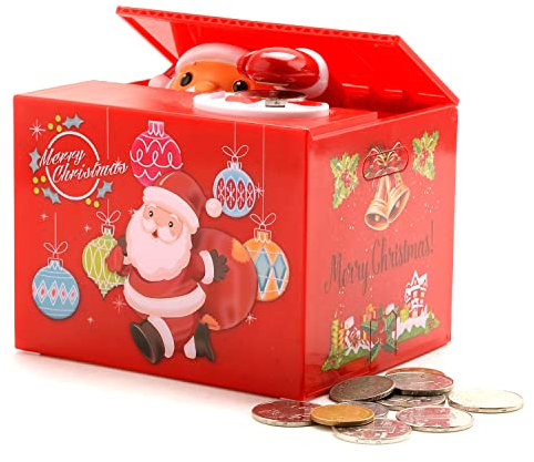 Pinkgarden Christmas Piggy Bank Coin Money Box Electronic Money Bank Safe Saving Box ATM Bank Safe, Great Gift for Kids Child