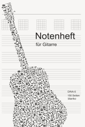notenheft blanko gitarre: Gitarren Tabs Tabulatur Heft: A5 - 150 Blanko Seiten Tabulatur Heft | Notenheft | Gitarre Tabulatur Block | Gitarrenheft |