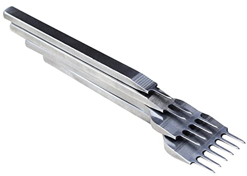 4mm 1246 Tenedor Metal Diamante Cuero Artesanía Perforación Agujeros Punzones Costura Cordones Perforar Coser Herramientas Set de